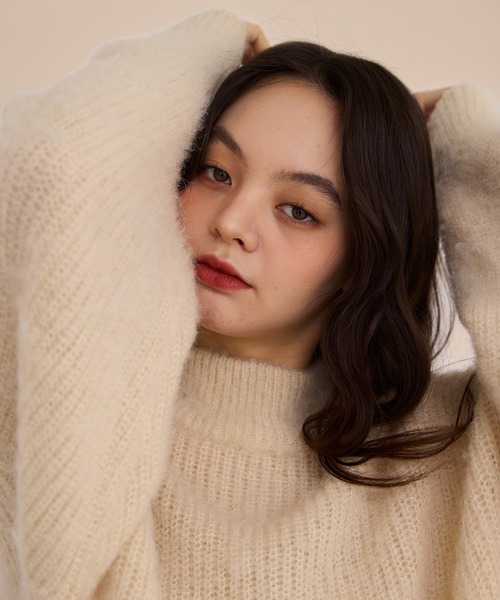OLUN ニット セーター high neck mohair like knit/ハイネックモヘア