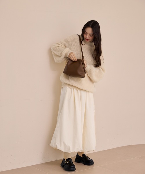 OLUN ニット セーター high neck mohair like knit/ハイネックモヘア