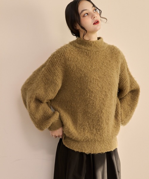 OLUN ハイネックモヘアライクニット OLUN ニット セーター high neck mohair like knit/ハイネックモヘア