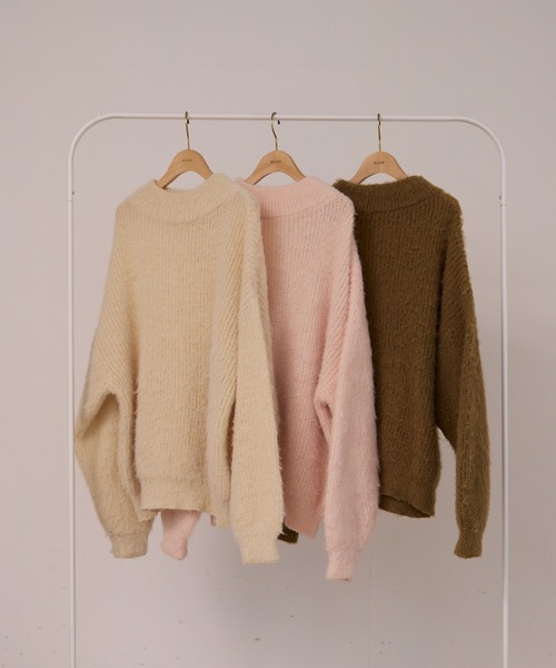 OLUN ハイネックモヘアライクニット OLUN ニット セーター high neck mohair like knit/ハイネックモヘア