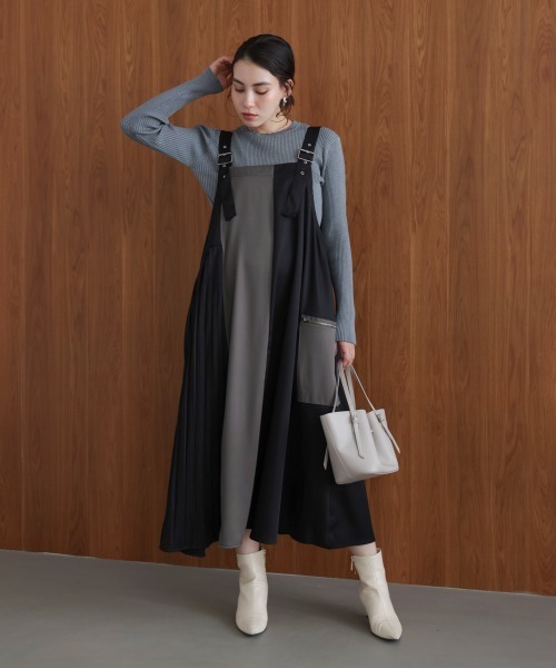 UN3D ショルダーベルトワンピース ブラック アンスリード 洗える