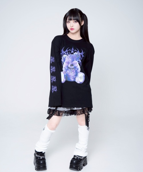 TRAVAS TOKYO 悪魔 デビル クマ 熊 ロンT カットソー Tシャツ TRAVAS TOKYO - TRAVAS TOKYO 悪魔 デビル クマ 熊 ロンT カットソー T