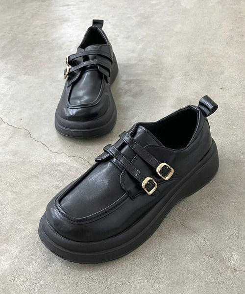 rire ローファー ダブルベルトローファーシューズ レディース