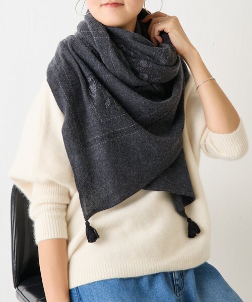 BEARDSLEY（ビアズリー） ストール マフラー 「CITRUS」刺繍タッセル