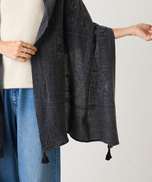 BEARDSLEY（ビアズリー） ストール マフラー 「CITRUS」刺繍タッセル