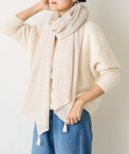 BEARDSLEY（ビアズリー） ストール マフラー 「CITRUS」刺繍タッセル