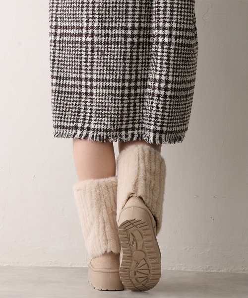 DEMETER（デメテル） ブーツ 厚底 ファーカバー ミドル丈 ムートン