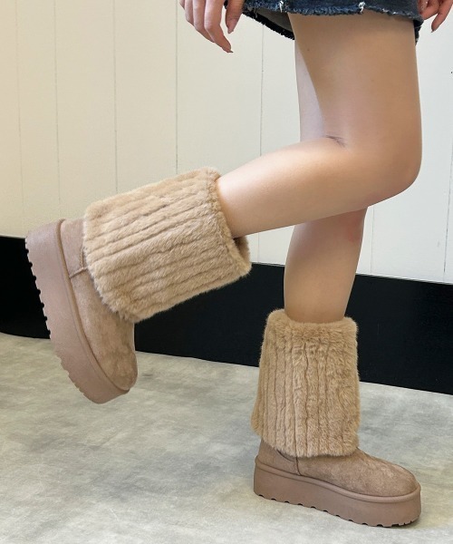 DEMETER（デメテル） ブーツ 厚底 ファーカバー ミドル丈 ムートン