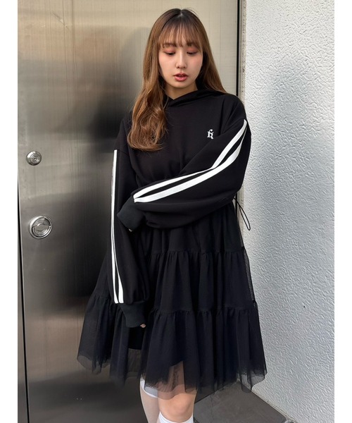 RED VALENTINO チュールスカート　スウェットワンピース CALNAMUR（カルナムール） ワンピース 2WAYチュールオーバースウェット