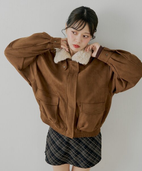 Chico コート アウター ミリタリーレザージャケット/ファー取外し可能