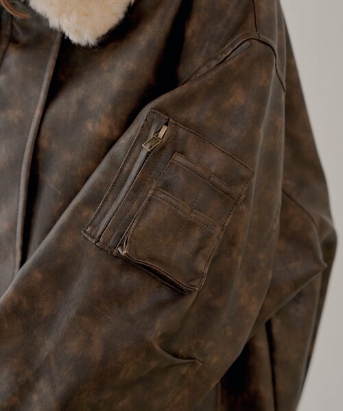 Chico（チコ） コート アウター ミリタリーレザージャケット/ファー