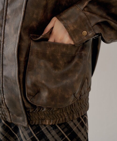 Chico（チコ） コート アウター ミリタリーレザージャケット/ファー