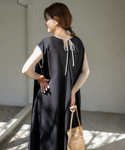 「URBAN RESEARCH DOORS」 半袖ワンピース MEDIUM ベージュ レディース_画像4