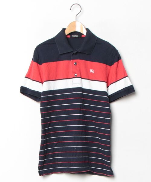 美品 BURBERRY BLACK LABEL 半袖ポロシャツ ボーダー BURBERRY BLACK LABEL（バーバリーブラックレーベル） ボーダー柄半袖