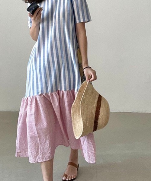 「FAVORITO」 半袖ワンピース F ブルー レディース_画像2