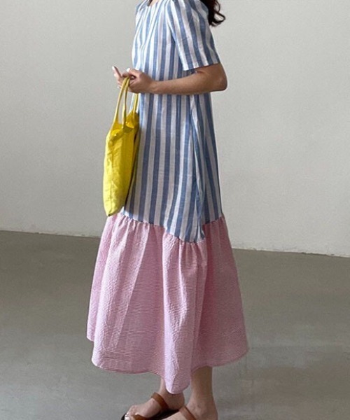 「FAVORITO」 半袖ワンピース F ブルー レディース_画像4