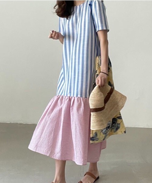 「FAVORITO」 半袖ワンピース F ブルー レディース_画像6