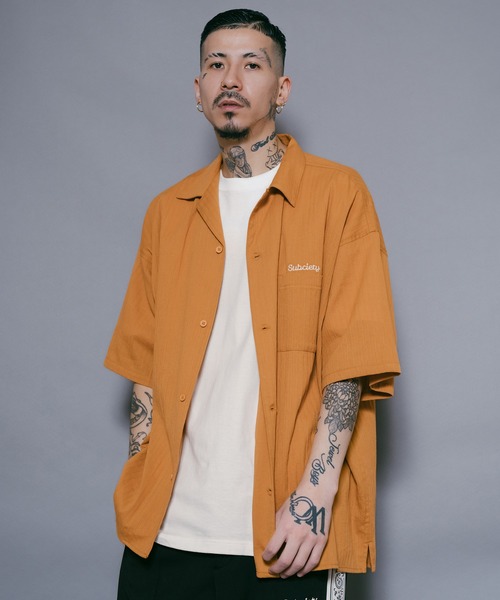 「Subciety」 半袖シャツ LARGE ブラック メンズ_画像8
