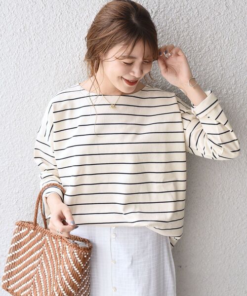 「SHIPS Days」 7分袖カットソー M～Ｌ キャメル レディース_画像4