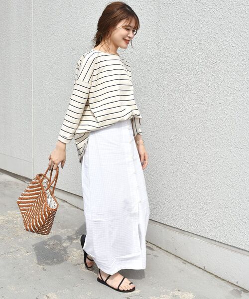 「SHIPS Days」 7分袖カットソー M～Ｌ キャメル レディース_画像6