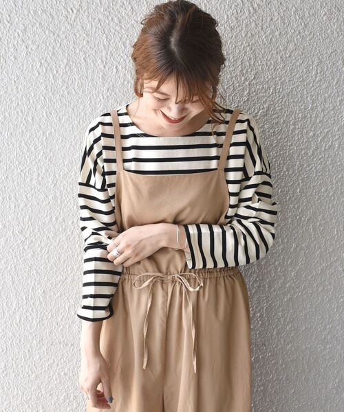 「SHIPS Days」 7分袖カットソー M～Ｌ キャメル レディース_画像9