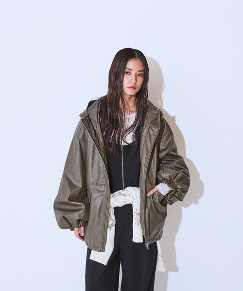 JEANASIS（ジーナシス） ブルゾン アウター レザーパファーフード