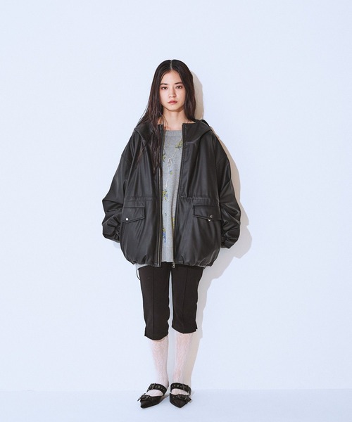 JEANASIS（ジーナシス） ブルゾン アウター レザーパファーフード