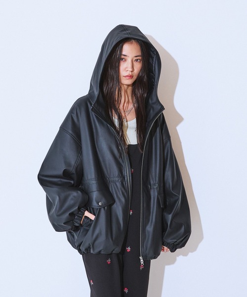 JEANASIS（ジーナシス） ブルゾン アウター レザーパファーフード