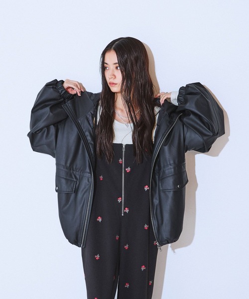 JEANASIS（ジーナシス） ブルゾン アウター レザーパファーフード