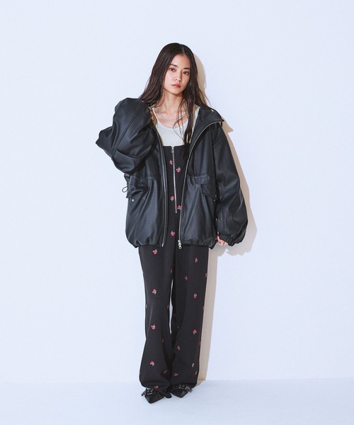 JEANASIS（ジーナシス） ブルゾン アウター レザーパファーフード