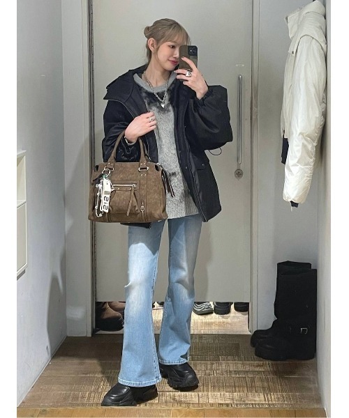 JEANASIS（ジーナシス） ブルゾン アウター レザーパファーフード