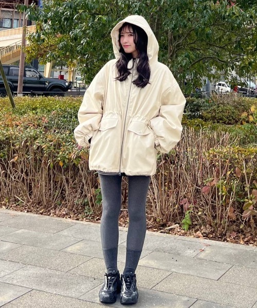 JEANASIS（ジーナシス） ブルゾン アウター レザーパファーフード