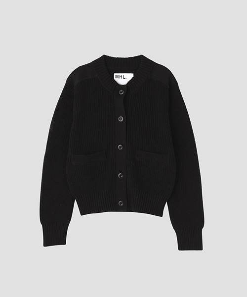 MHL. ブラック カーディガン Lサイズ MHL.（エムエイチエル） ニットカーディガン 2 ブラック レディース