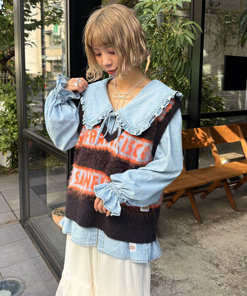 「HELLO.SANFRANCISCO」 ニットベスト ONE SIZE ブラック レディース_画像2