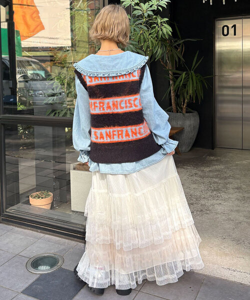 「HELLO.SANFRANCISCO」 ニットベスト ONE SIZE ブラック レディース_画像5