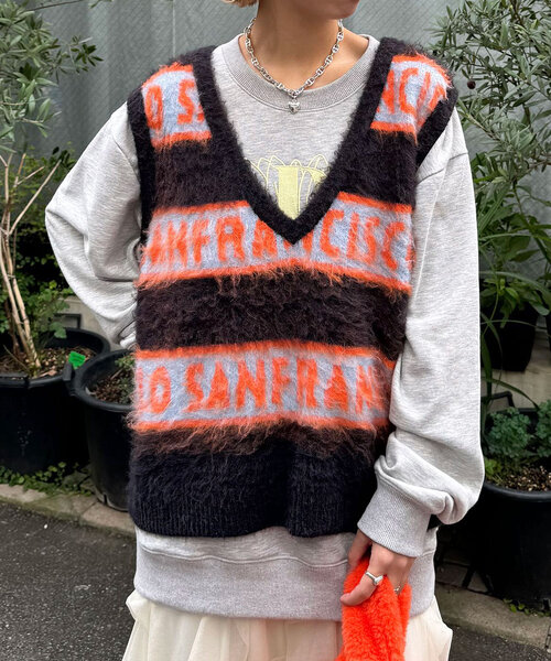 「HELLO.SANFRANCISCO」 ニットベスト ONE SIZE ブラック レディース_画像6