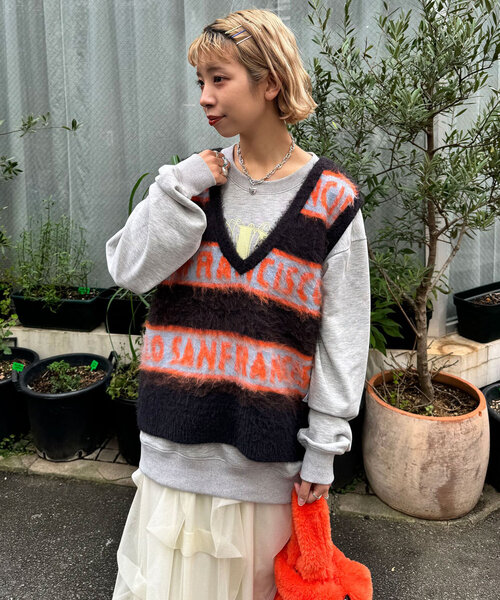 「HELLO.SANFRANCISCO」 ニットベスト ONE SIZE ブラック レディース_画像7