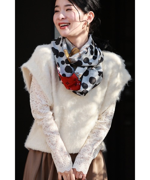 cawaii ベスト ジレ ふわっふわ モヘア風 ニットベスト レディース