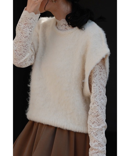 cawaii ベスト ジレ ふわっふわ モヘア風 ニットベスト レディース