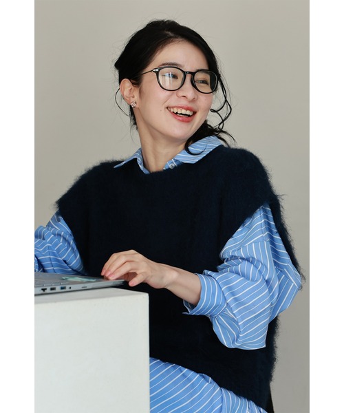 cawaii ベスト ジレ ふわっふわ モヘア風 ニットベスト レディース