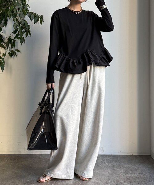 DouDou（ドゥドゥ） tシャツ 裾異素材切替フリルカットソー レディース