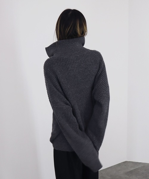 「Reurie'」 長袖ニット FREE チャコールグレー レディース_画像7