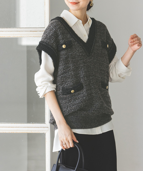 NOBLE（ノーブル） ニットベスト - グレー レディース : ZOZOTOWN