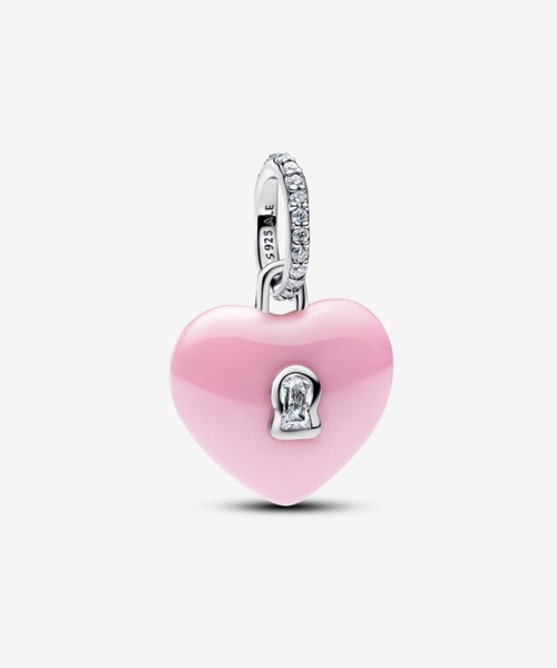 PANDORA（パンドラ） チャーム ピンク セラミック ハート パドロック
