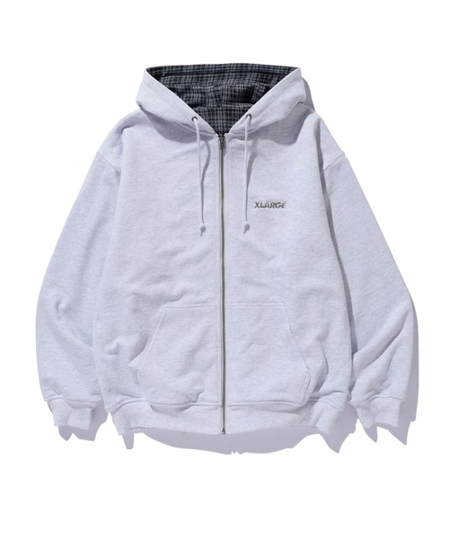 XLARGE グレー フルジップパーカー Lサイズ ワンポイントロゴ XLARGE（エクストラ ラージ） パーカー SLANTED OG ZIP HOODED