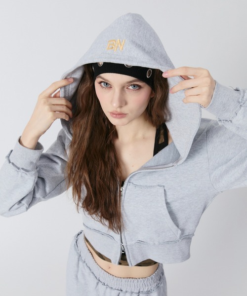 BENUA パーカー BN cropped zip hoodie/BN クロップドジップフーディー