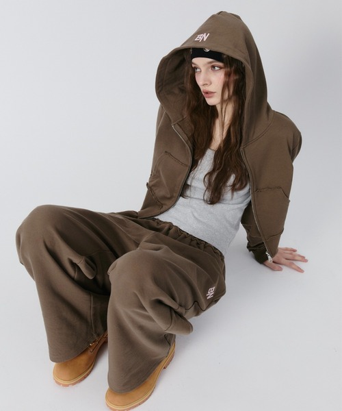 AllCapo フーディー CROPPED BIG HOODIE パーカー BENUA パーカー BN cropped zip hoodie/BN クロップドジップフーディー