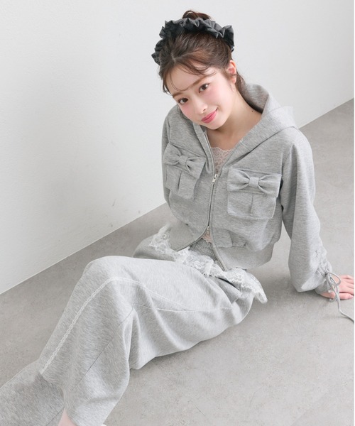 OLIVE des OLIVE（オリーブデオリーブ） パーカー 袖ドロストリボン