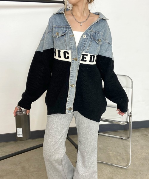 「non-hedge」 ニットカーディガン FREE ブラック レディース_画像6