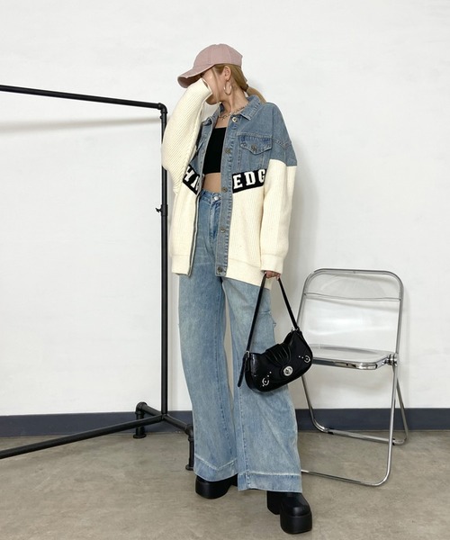 「non-hedge」 ニットカーディガン FREE ブラック レディース_画像7